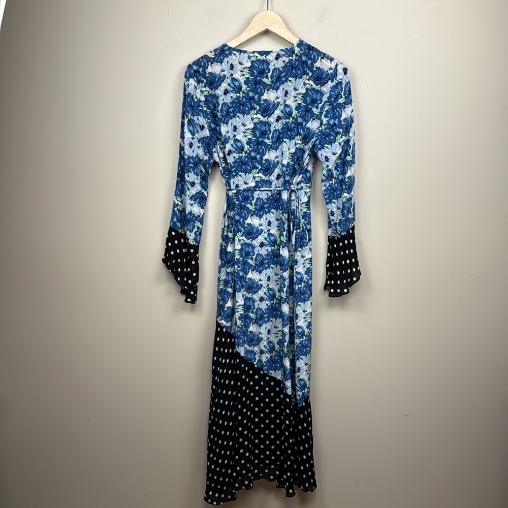 RIXO LONDON BONNIE CONTRAST FLORAL/SPOT wrap MAXI DRESS small - Picture 12 of 14